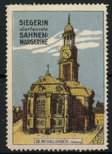 Reklamemarke Hamburg, Siegerin Sahnen-Margarine, St. Michaeliskirche