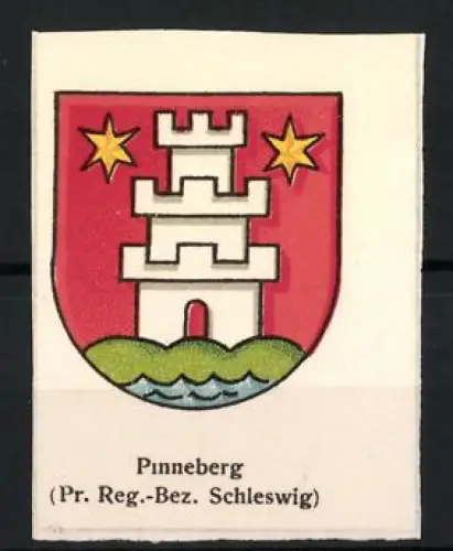 Reklamemarke Pinneberg, Pr. Reg.-Bez. Schleswig, Burg mit Sternen