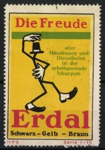 Reklamemarke Erdal Schuhcreme, Die Freude aller Hausfrauen, Tänzer mit Hut