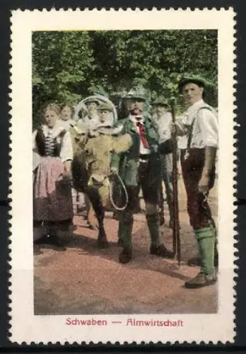 Reklamemarke Schwaben, Almwirtschaft, traditionelle Tracht