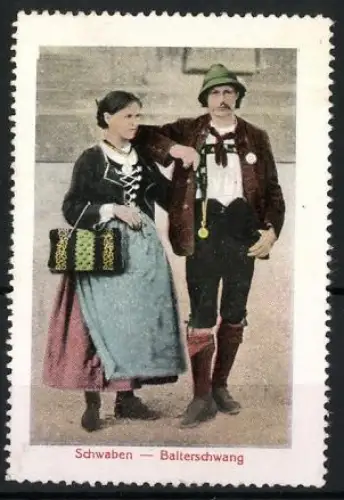 Reklamemarke Balterschwang, Schwaben, Trachtenpaar