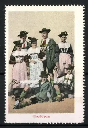 Reklamemarke Oberbayern, Trachtengruppe, traditionelle Kleidung