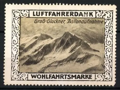 Reklamemarke Luftfahrerdank, Grossglockner, Ballonaufnahme