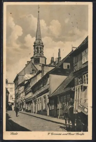 AK Stade, Kirche St. Cosmae und Neue Strasse