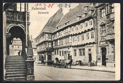 AK Halberstadt, Kutsche am Holzmarkt