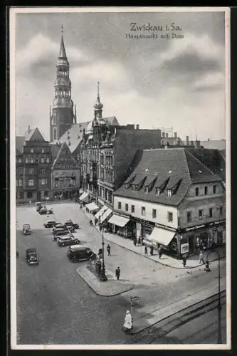 AK Zwickau, Hauptmarkt mit Dom