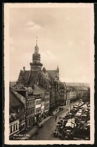 AK Werdau i. Sa., Blick auf den Marktplatz