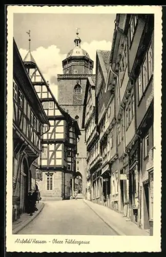 AK Alsfeld /Hessen, Strasse Obere Fuldergasse mit Geschäften