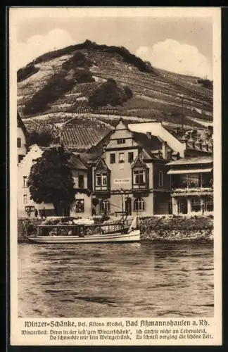 AK Bad Assmannshausen a. Rh., Gasthaus Winzer-Schänke, Inh. Alfons Meckel