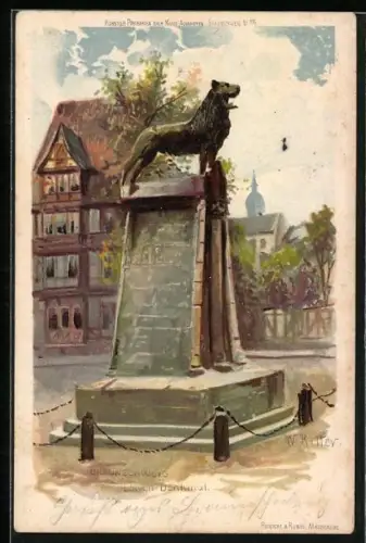 Künstler-AK Braunschweig, Das Löwen-Denkmal