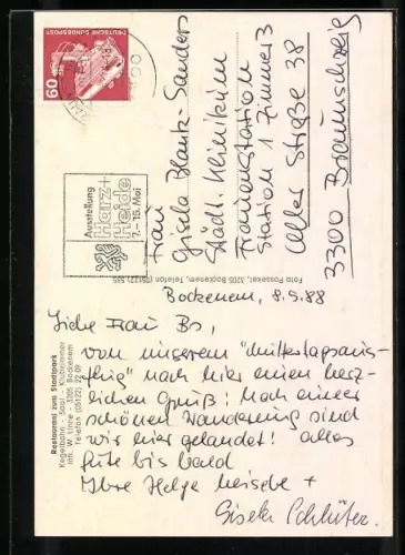 AK Bockenem, Das Restaurant zum Stadtpark v. W. Linne, mit Speisesaal