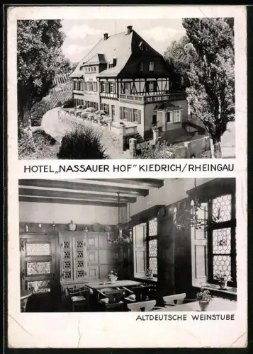 AK Kiedrich / Rheingau, Hotel Nassauer Hof, altdeutsche Weinstube