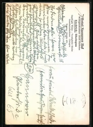 AK Kiedrich / Rheingau, Hotel Nassauer Hof, altdeutsche Weinstube