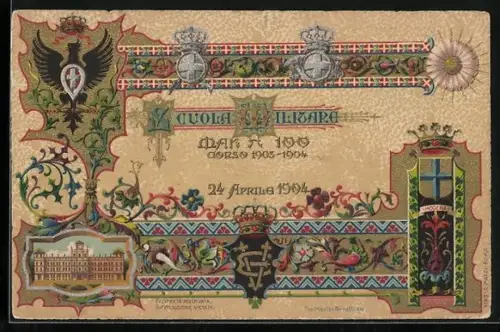 AK Italienische Militärschule, Scuola Militare, 24 Aprile 1904, Wappen