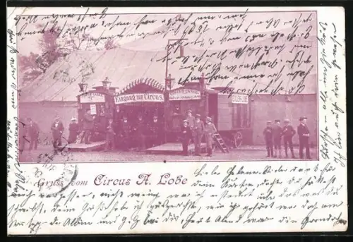 AK Circus A. Lobe, Eingang zum Circus