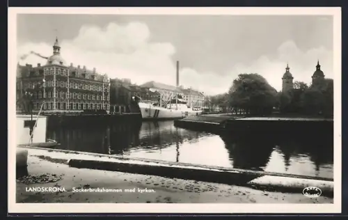 AK Landskrona, Sockerbrukshamnen med kyrkan