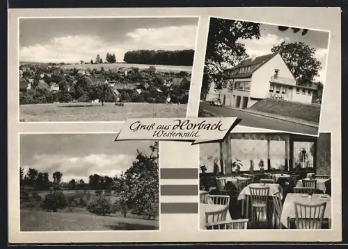 AK Horbach / Westerwald, Gasthof & Pension Westerwaldblick, Ortsansicht