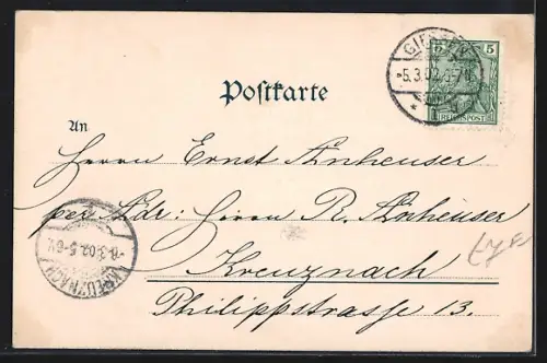 AK Giessen, Marktplatz mit Kriegerdenkmal