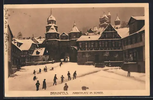 AK Braunfels, Marktplatz im Schnee