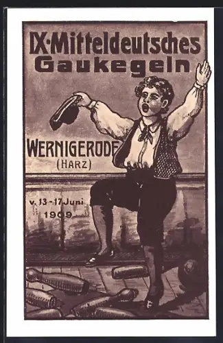 AK Wernigerode, IX. Mitteldeutsches Gaukegeln v. 13. 17. Juni 1909