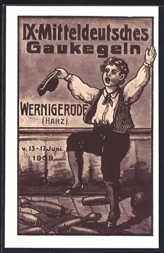 AK Wernigerode, IX. Mitteldeutsches Gaukegeln v. 13. 17. Juni 1909