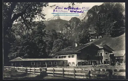 AK Unterstein, Gasthaus Unterstein mit Watzmann
