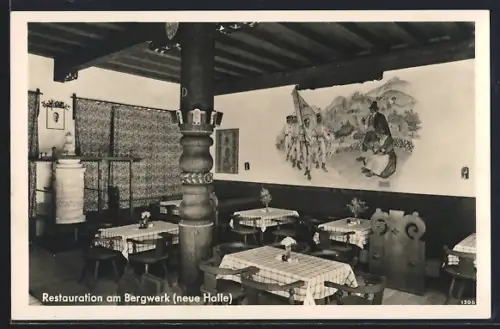 AK Berchtesgaden, Restaurant am Bergwerk, Neue Halle, Innenansicht