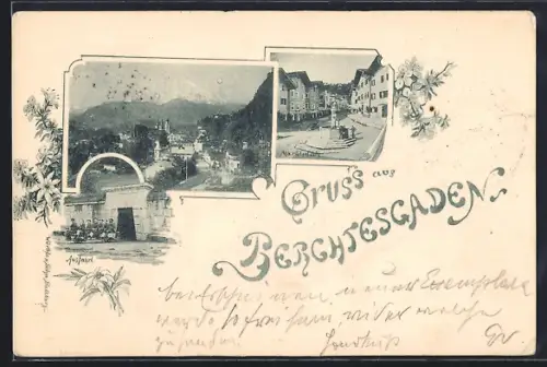 AK Berchtesgaden, Teilansicht, Marktplatz, Ausfahrt