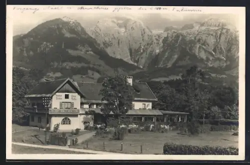 AK Berchtesgaden-Strub, Gasthof Strub und Gebirgsansicht