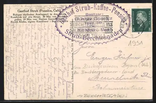 AK Berchtesgaden-Strub, Gasthof Strub und Gebirgsansicht
