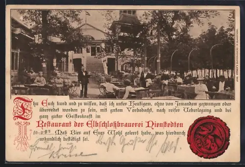 AK Hamburg-Nienstedten, Restaurant der Elbschlossbrauerei, Siegel