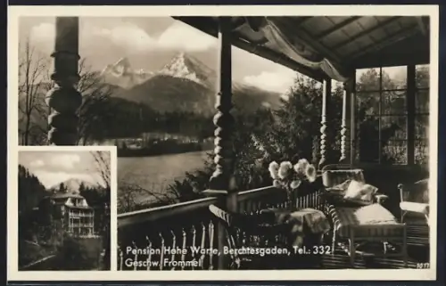 AK Berchtesgaden, Hotel-Pension Hohe Warte, Blick von der Terrasse