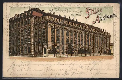 Lithographie Ansbach, Königliches Schloss