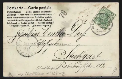 AK Ilsfeld, Zerstörte Ortspartie nach dem Stadtbrand