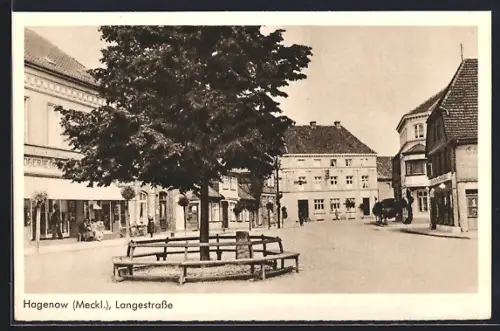 AK Hagenow /Meckl., Langestrasse mit Drogerie