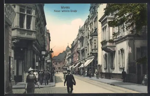 AK Worms, Strassenpartie Kaiser-Wilhelm-Strasse