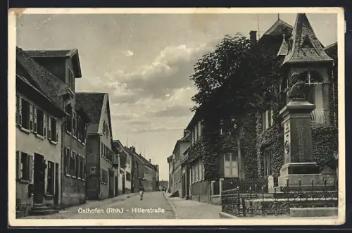 AK Osthofen /Rhh., strasse, Denkmal