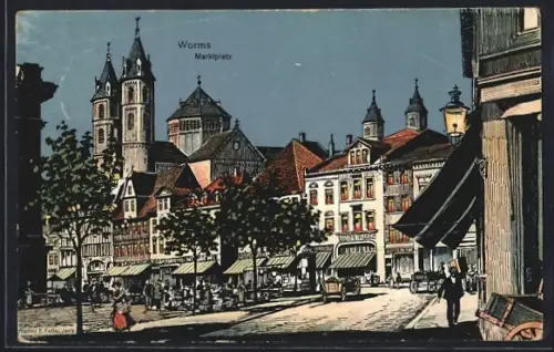 Künstler-AK Eugen Felle: Worms, Marktplatz