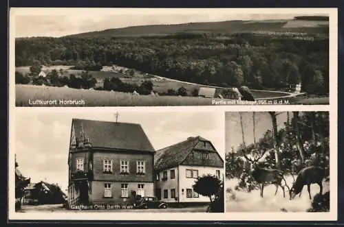 AK Horbruch, Gasthaus Otto Barth, Hirsch, Ortsansicht