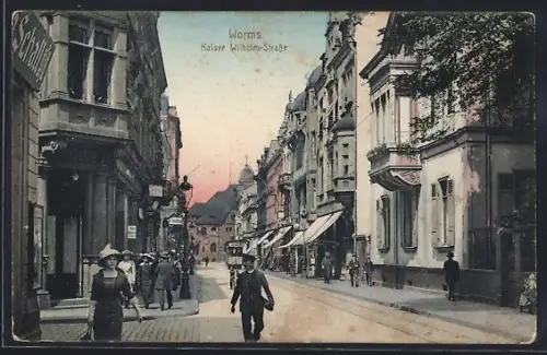 AK Worms, Strassenpartie Kaiser-Wilhelm-Strasse