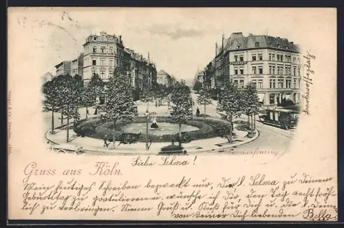 AK Köln-Neustadt, Hohenstaufenring mit Cigarrengeschäft und Strassenbahn