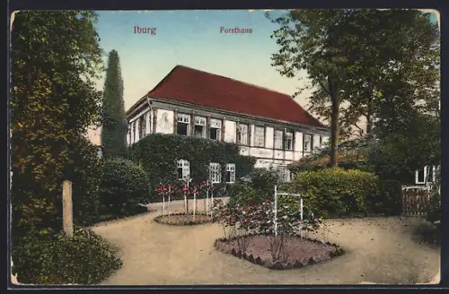 AK Bad Iburg, Forsthaus mit Garten