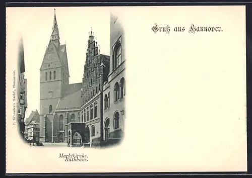AK Hannover, Marktkirche, Rathaus