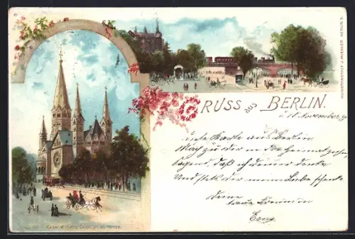 Lithographie Berlin-Charlottenburg, Kaiser-Wilhelm-Gedächtniskirche