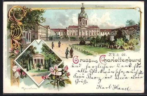 Lithographie Berlin-Charlottenburg, Schloss, Mausoleum