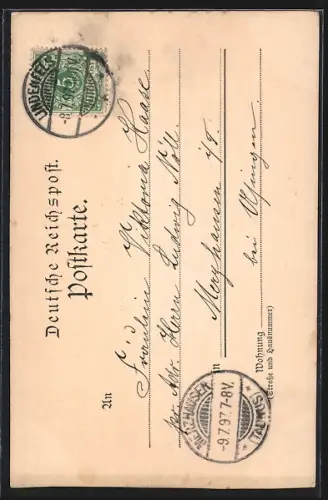 AK Lindenfels, Stadtansicht mit Burg