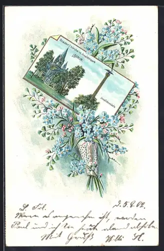 Lithographie Berlin, Gnadenkirche im Invalidenpark, Invalidenstrasse