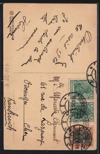 Steindruck-AK Osnabrück, Altes Haus, Krahnstrasse