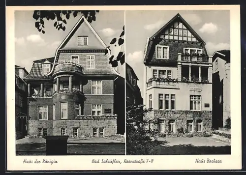 AK Bad Salzuflen, Gasthäuser Haus der Königin, Haus Barbara, Roonstrasse 7-9, Inh. Walter Heine, Rud. Gründl