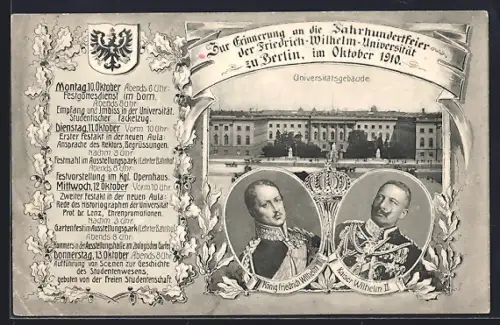 AK Berlin, Jahrhundertfeier der Friedrich-Wilhelm-Universität 1910